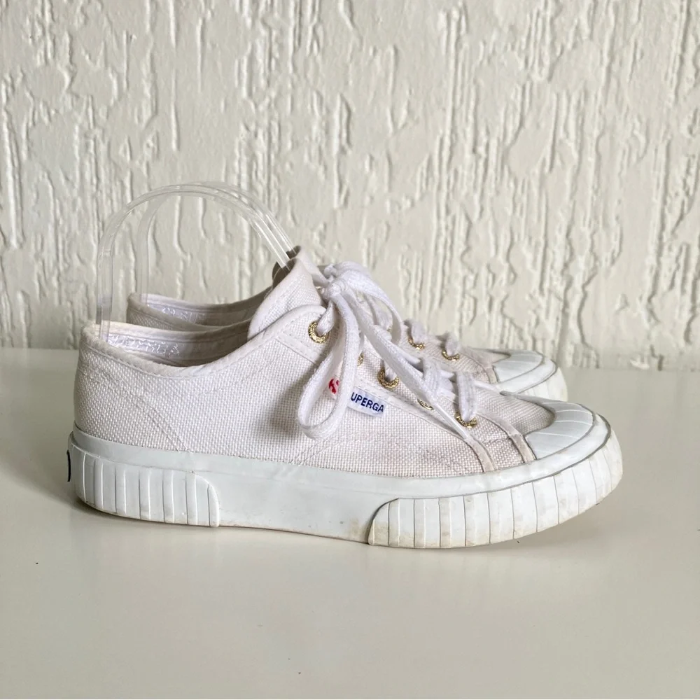 Superga White Canvas Sneakers Size 6.5